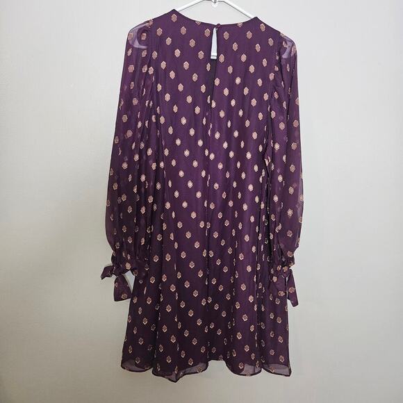 NWT Calvin Klein Shift Dress Sz 8 Aubergine Gold - Picture 7 of 15